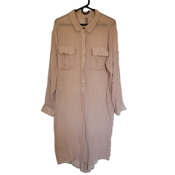 Free People Women's Tan Flowy Shirt Dress Women's M Wool Blend - Picture 1 of 13